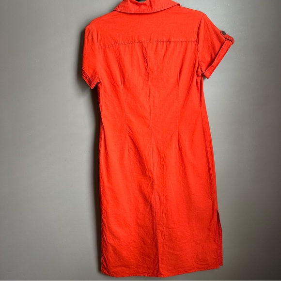 Women’s Orange Button Up Dress Size Petite 8 - Picture 3 of 8